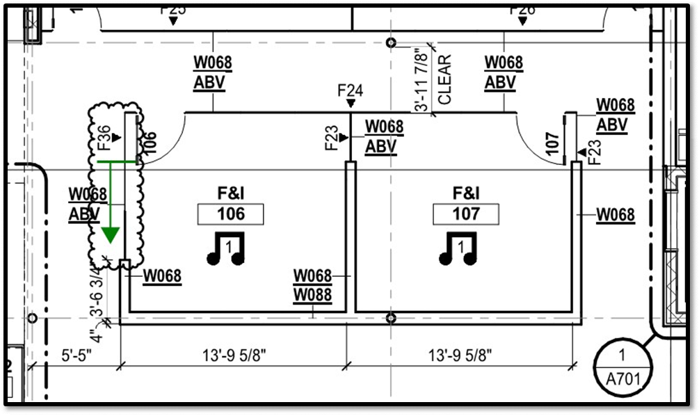 View of architectural plan, with one window widened - Courtesy of Praxis3, LLC