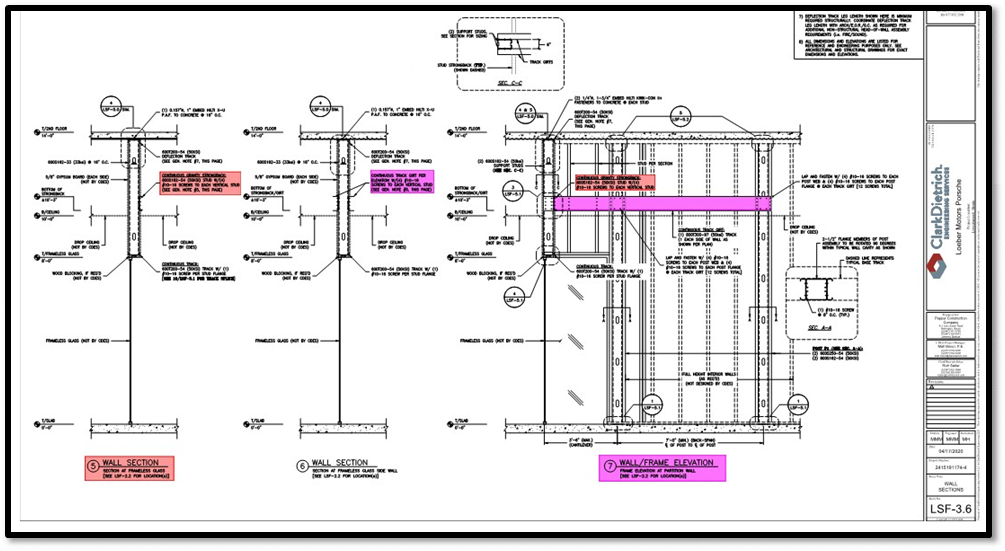 View of sections from the cold-formed steel shop drawings - Courtesy of CDES