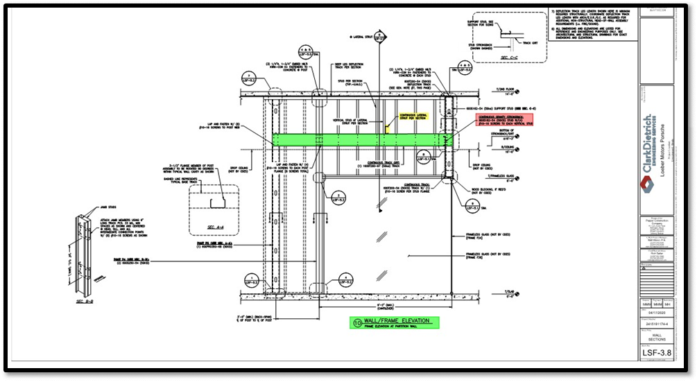 View of sections from the cold-formed steel shop drawings - Courtesy of CDES