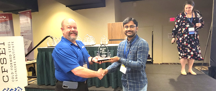 From left: Dana Hennis, P.E., S.E., CFSEI Vice Chair, Venkata Charan, P.E., Digital Building Components and Kara Peterman, Ph.D., CFSEI Chair