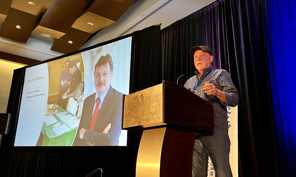 Larry Williams accepts the CFSEI John P. Matsen Award for Distinguished Service Award 