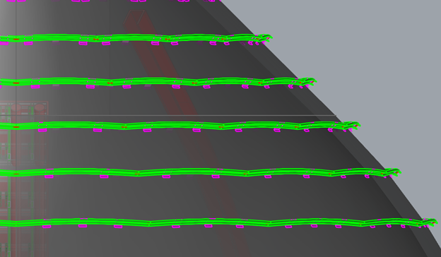 3D model of arced studs for singly curved framing - Courtesy of Radius Track 3D model of arced studs for singly curved framing - Courtesy of Radius Track