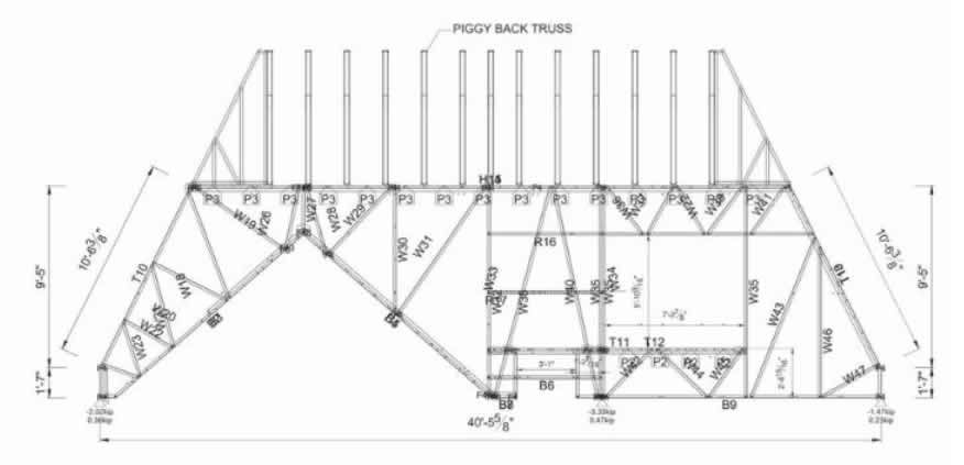 Structural Drawing of Mansard Piggyback Truss Courtesy of NZD Studio