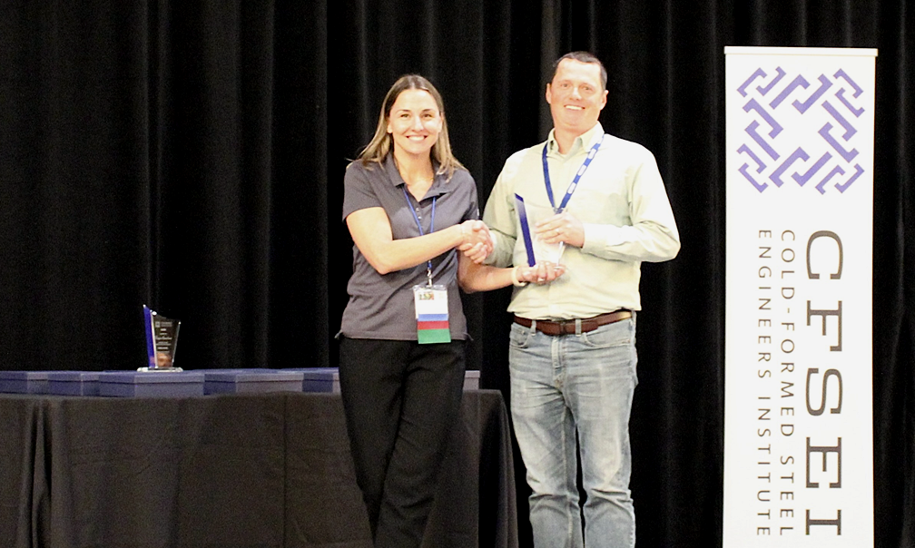 Grant Doherty, Martin/Martin, Inc. Accepts Creative Detail Award, First Place Presented by Tammy Gleed, P.E., CFSEI Immediate Past Chair Grant Doherty, Martin/Martin, Inc. Accepts Creative Detail Award, First Place Presented by Tammy Gleed, P.E., CFSEI Immediate Past Chair