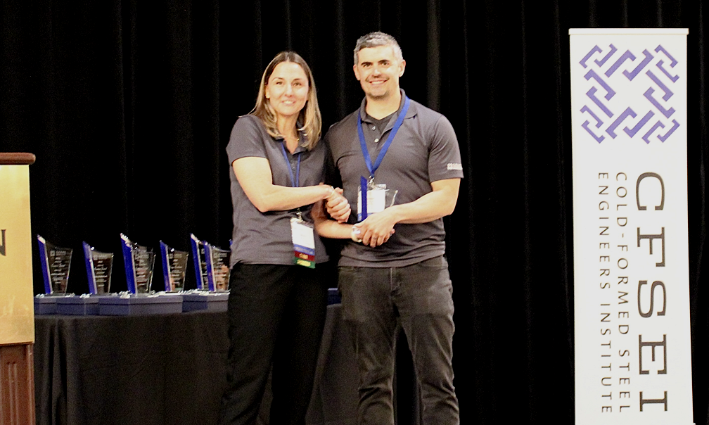 Daniel Stadig, P.E., Salas O'Brien Accepts the CFSEI Design Excellence Third Place Award, Municipal Category Presented by Tammy Gleed, P.E., CFSEI Immediate Past Chair Daniel Stadig, P.E., Salas O'Brien Accepts the CFSEI Design Excellence Third Place Award, Municipal Category Presented by Tammy Gleed, P.E., CFSEI Immediate Past Chair