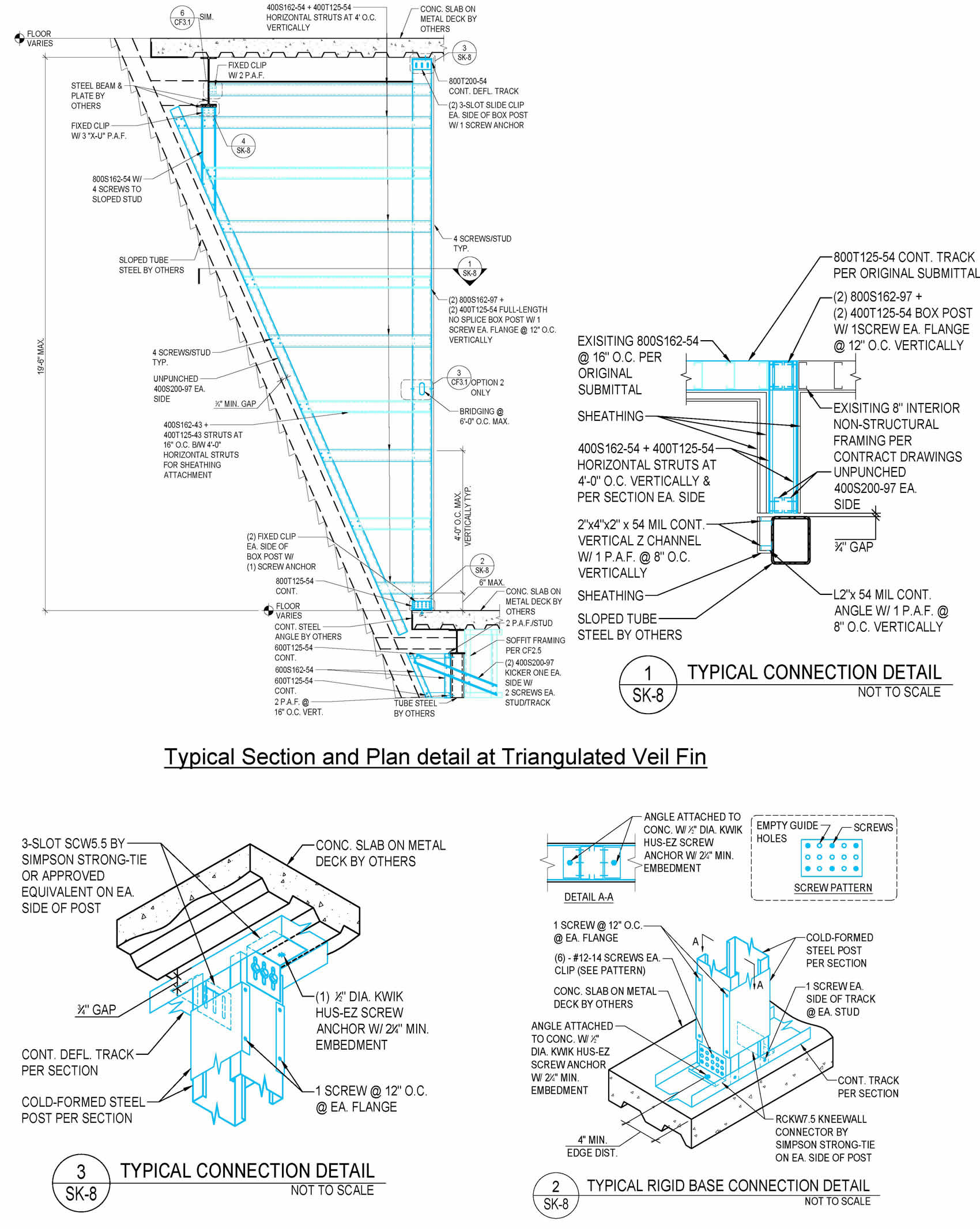 Typical top & bottom connection detail at Triangulated Vein Fin
– Courtesy of ADTEK Engineers, Inc.