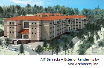 AIT Barracks – Exterior Rendering by SVA Architects, Inc.